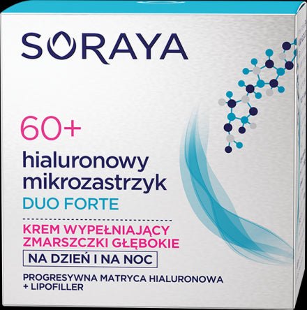 Soraya Hialuronowy Mikrozastrzyk DUO FORTE - krem wypełniający zmarszczki głębokie na dzień i na noc, 60+, poj. 50 ml