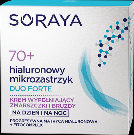 Soraya Hialuronowy Mikrozastrzyk DUO FORTE - krem wypełniający zmarszczki i bruzdy na dzień i na noc, 70+, poj. 50 ml