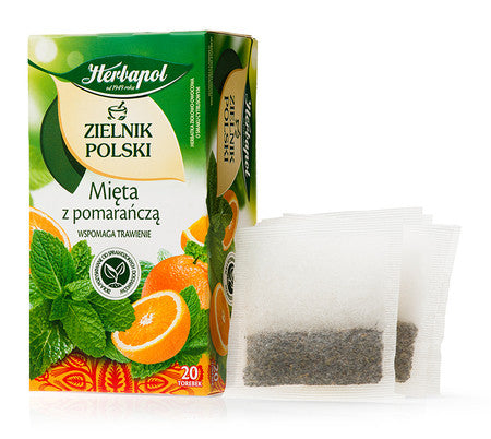 Polish Herb Garden - Mint with Orange, Herbal-Fruit Tea with a Citrus Flavor, net weight: 1.06 oz (20 sachets x 0.05 oz)