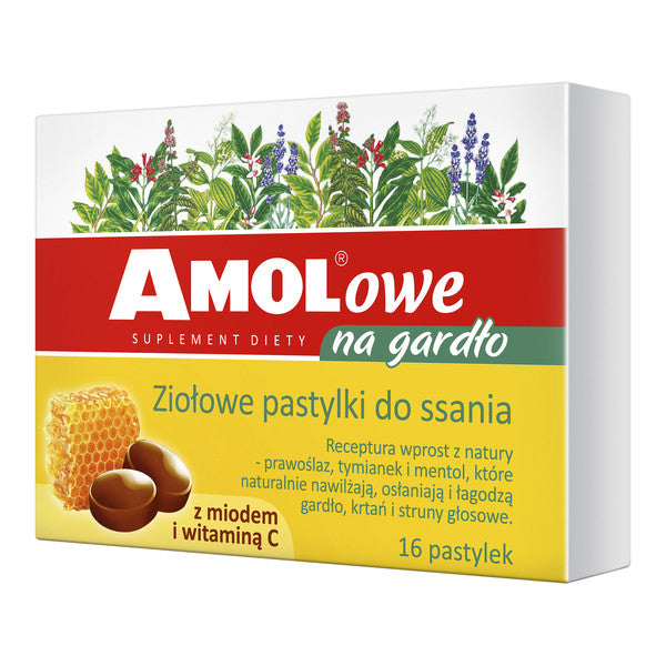AMOL throat - lozenges, with honey and vitamin C, 16 pcs.