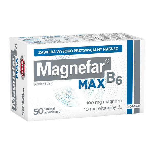 Magnefar B6 Max - tabletki powlekane, 50 szt.