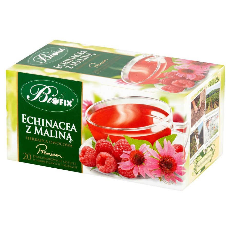Bi fix Premium Echinacea z maliną - herbatka owocowa ekspresowa, poj. 20 saszetek x 2g