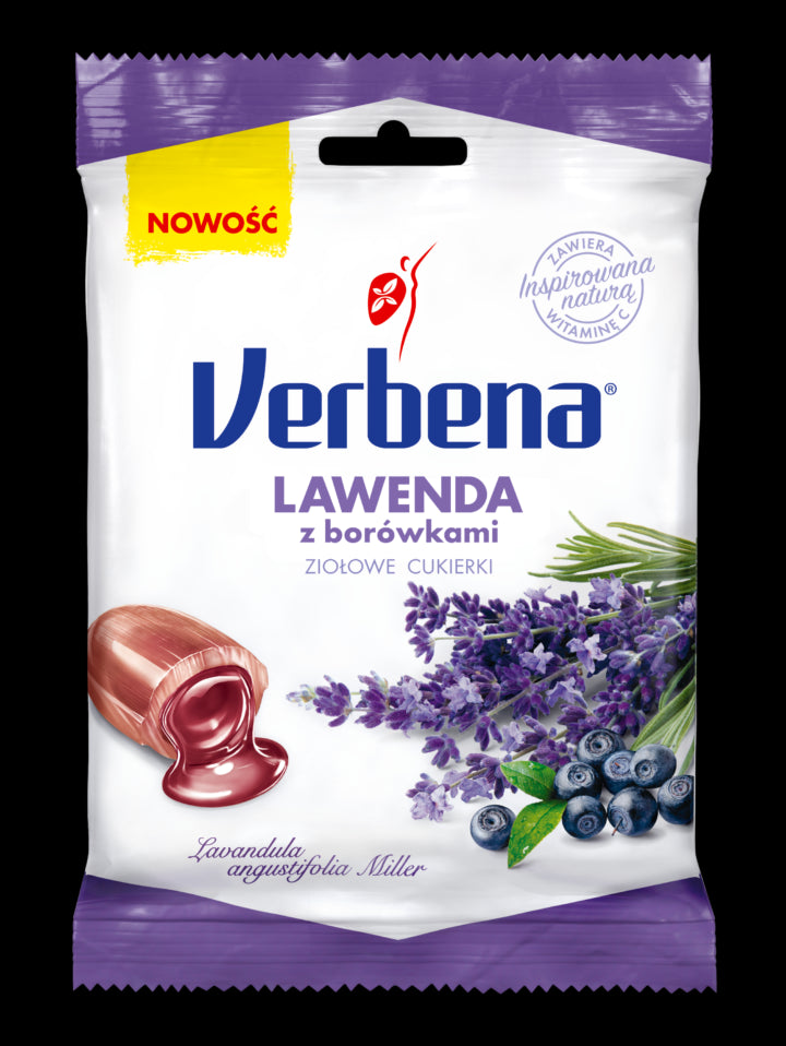 Verbena - herbal candies, lavender with blueberry, net weight: 60g