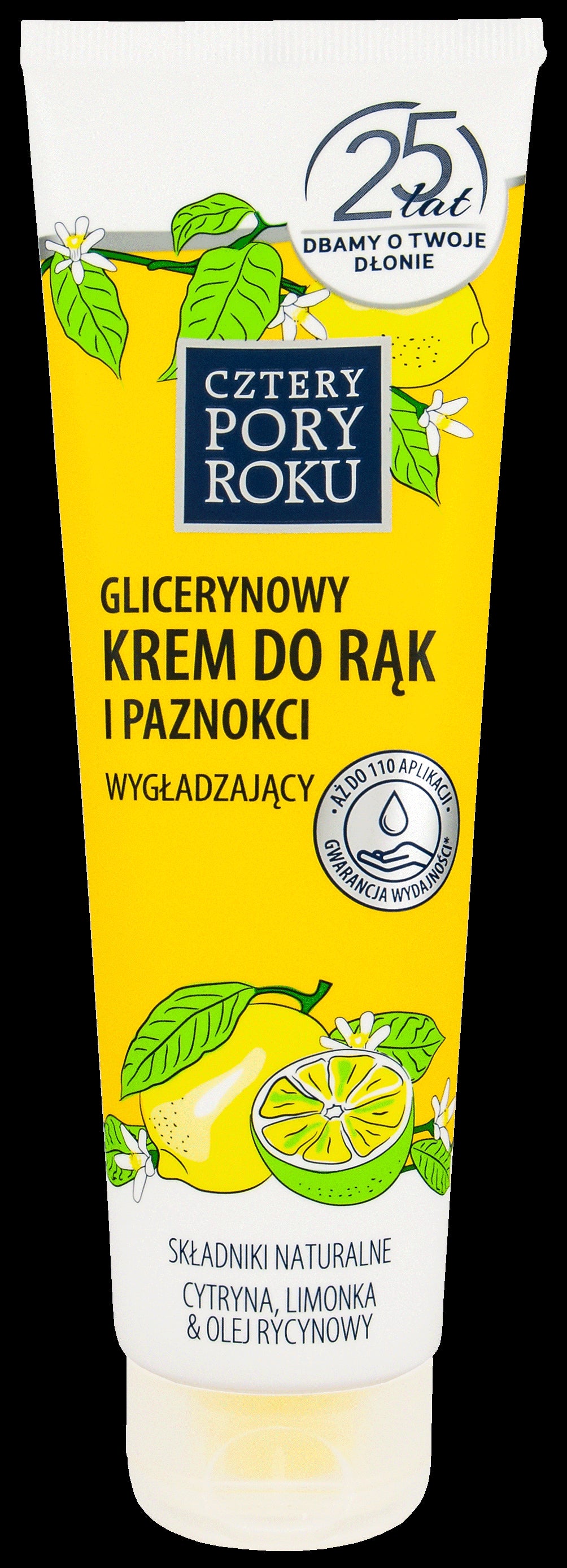 Cztery Pory Roku - glycerine hand and nail smoothing cream, lemon and lime, 130 ml