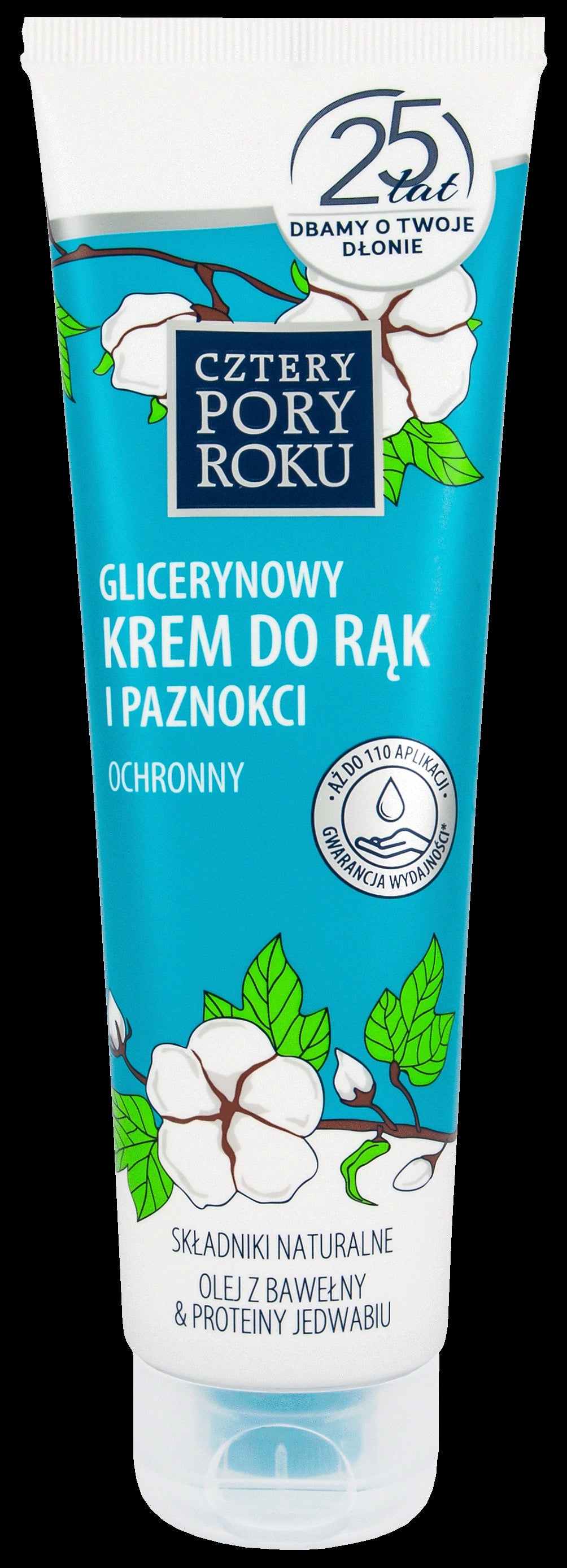 Cztery Pory Roku - glycerine hand and nail cream, protective, cotton and silk, 130 ml
