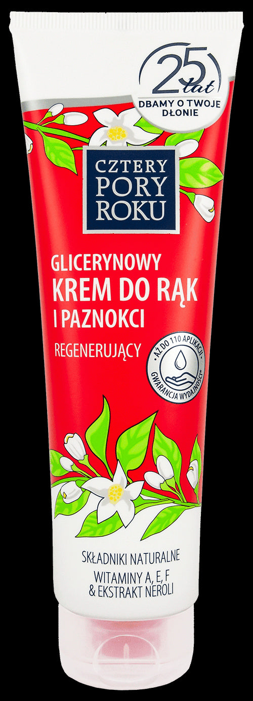 Cztery Pory Roku - glycerine regenerating hand and nail cream with vitamins and neroli extract, 130 ml