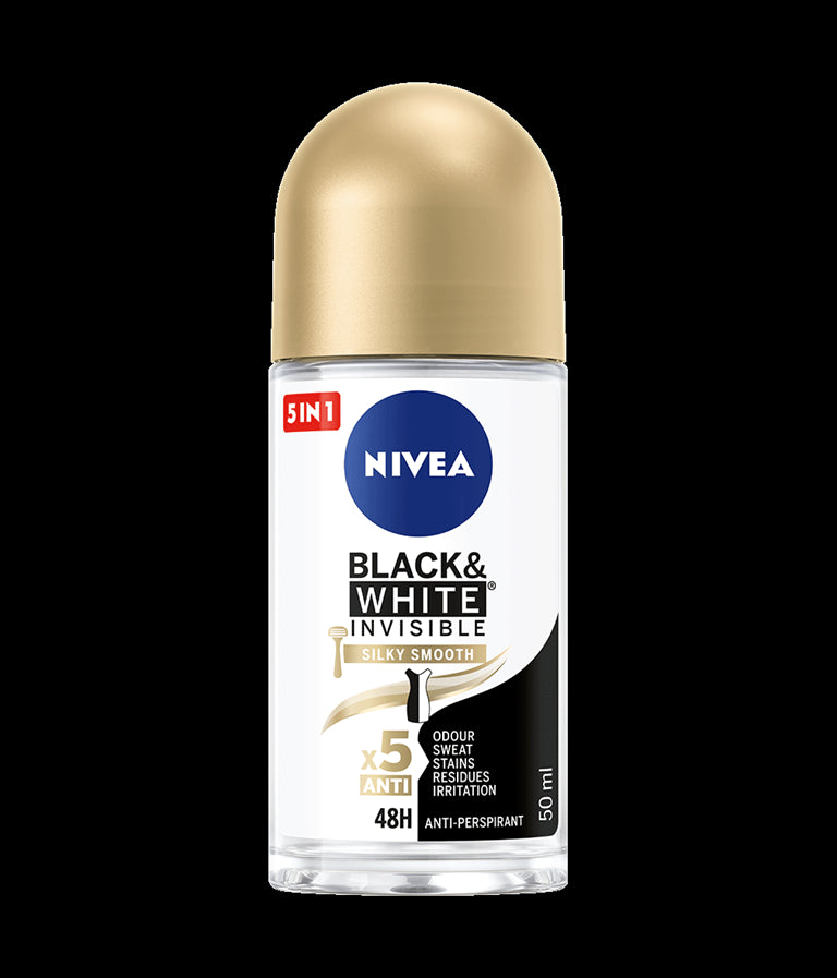 NIVEA Black & White Invisible, SILKY SMOOTH - antiperspirant in a ball for women, 50 ml capacity