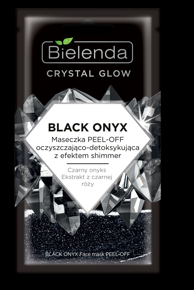 Bielenda CRYSTAL GLOW BLACK ONYX - PEEL-OFF purifying and detoxifying mask with shimmer effect, net weight: 8 g
