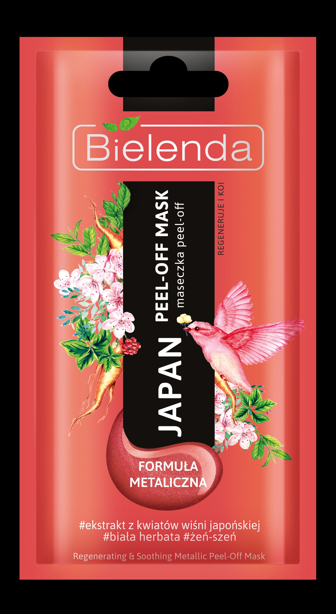 Bielenda JAPAN PEEL-OFF MASK - metaliczna maseczka peel-off regenerująco - kojąca, poj. 8 g