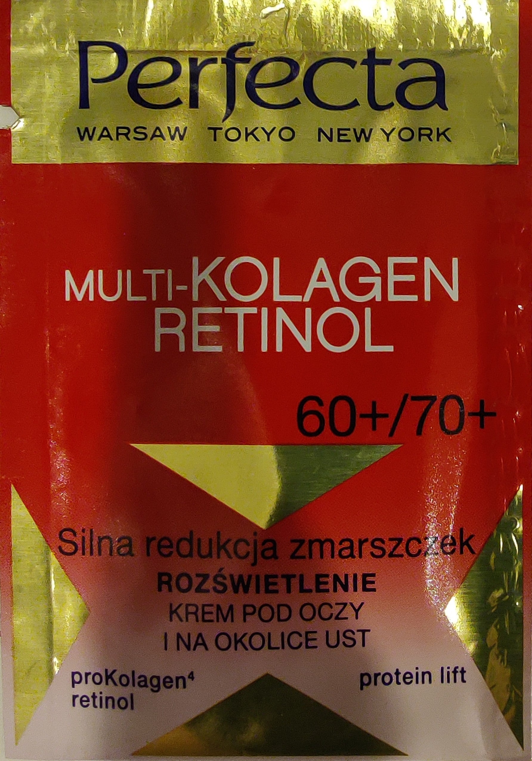 Perfecta Multi-kolagen Retinol - krem pod oczy i na okolice ust 60+/70+, silna redukcja zmarszczek, rozświetlenie ***TESTER***