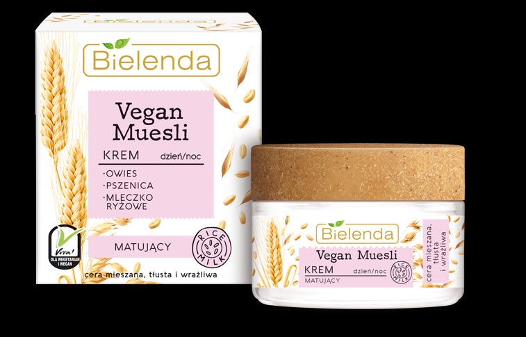 Bielenda VEGAN MUESLI - Mattifying Cream - NUTRILITE + FRUIT + RICE MILK, size 50 ml