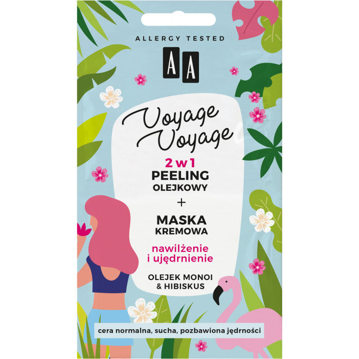 AA VOYAGE & VOYAGE - 2w1 peeling olejkowy+maska kremowa olej monoi & hibiskus, poj. 2x5 ml