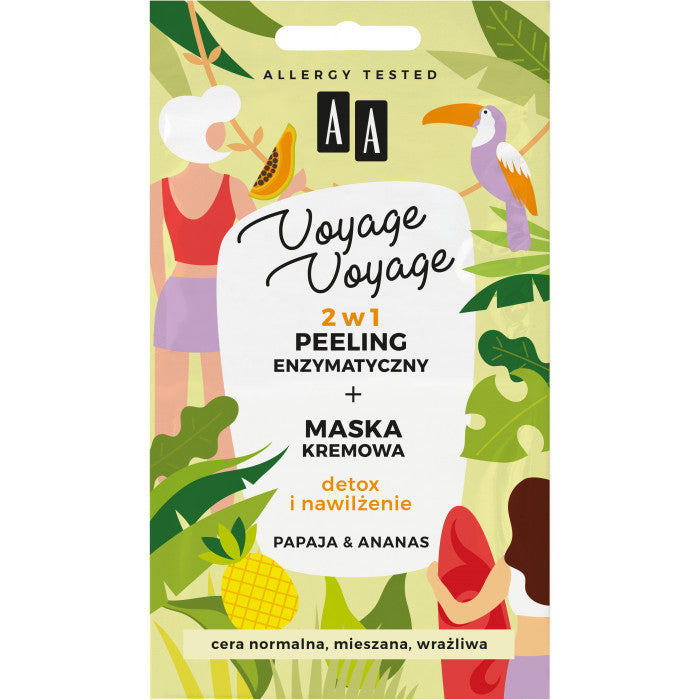 AA VOYAGE & VOYAGE - 2 in 1 enzymatic scrub + cream mask, papaya & pineapple, capacity 2x5 ml