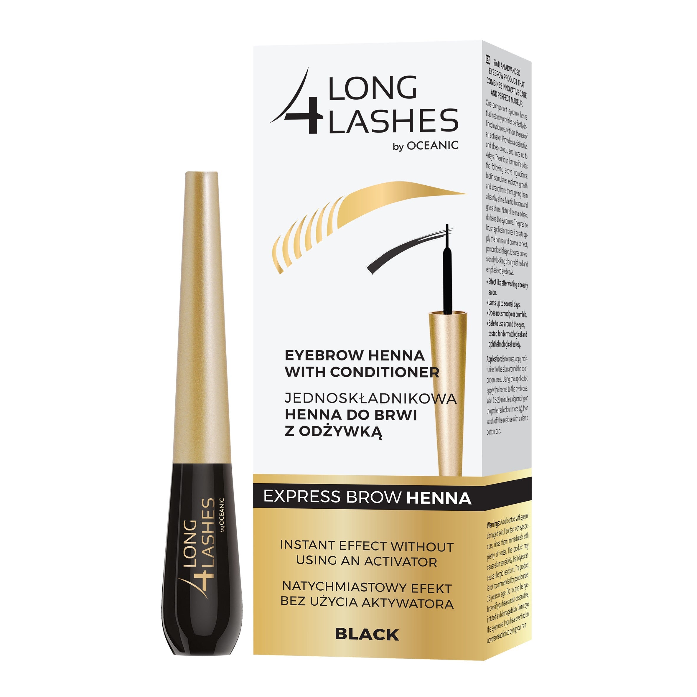 Long4Lashes Express Brow Henna - one component henna for eyebrows with conditioner, BLACK, capacity 6 ml