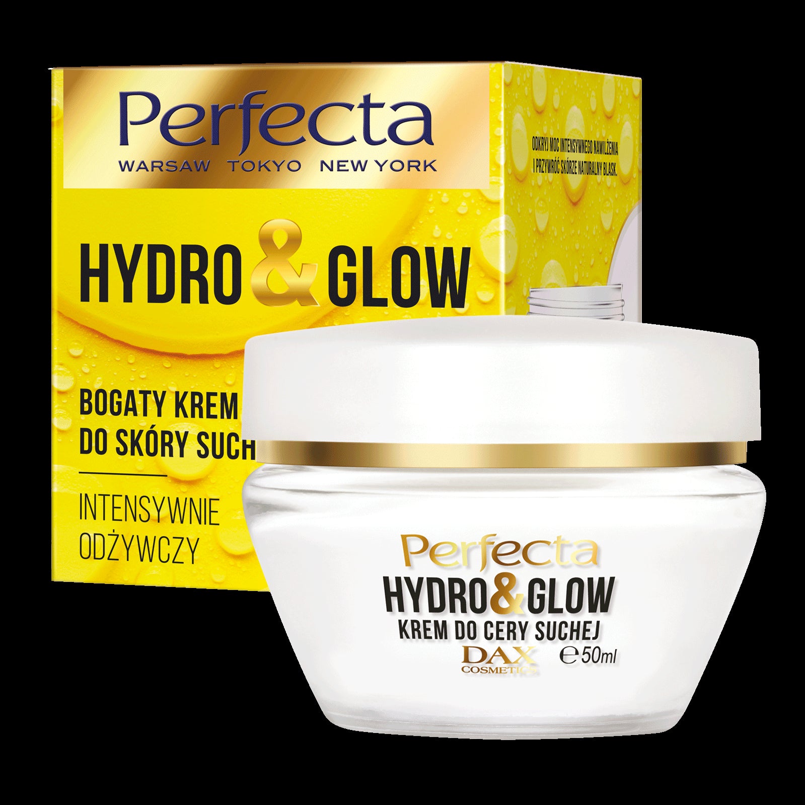 Perfecta Hydro & Glow – bogaty krem do skóry suchej, Intensywnie odżywczy, 30% gliceryny, poj. 50 ml
