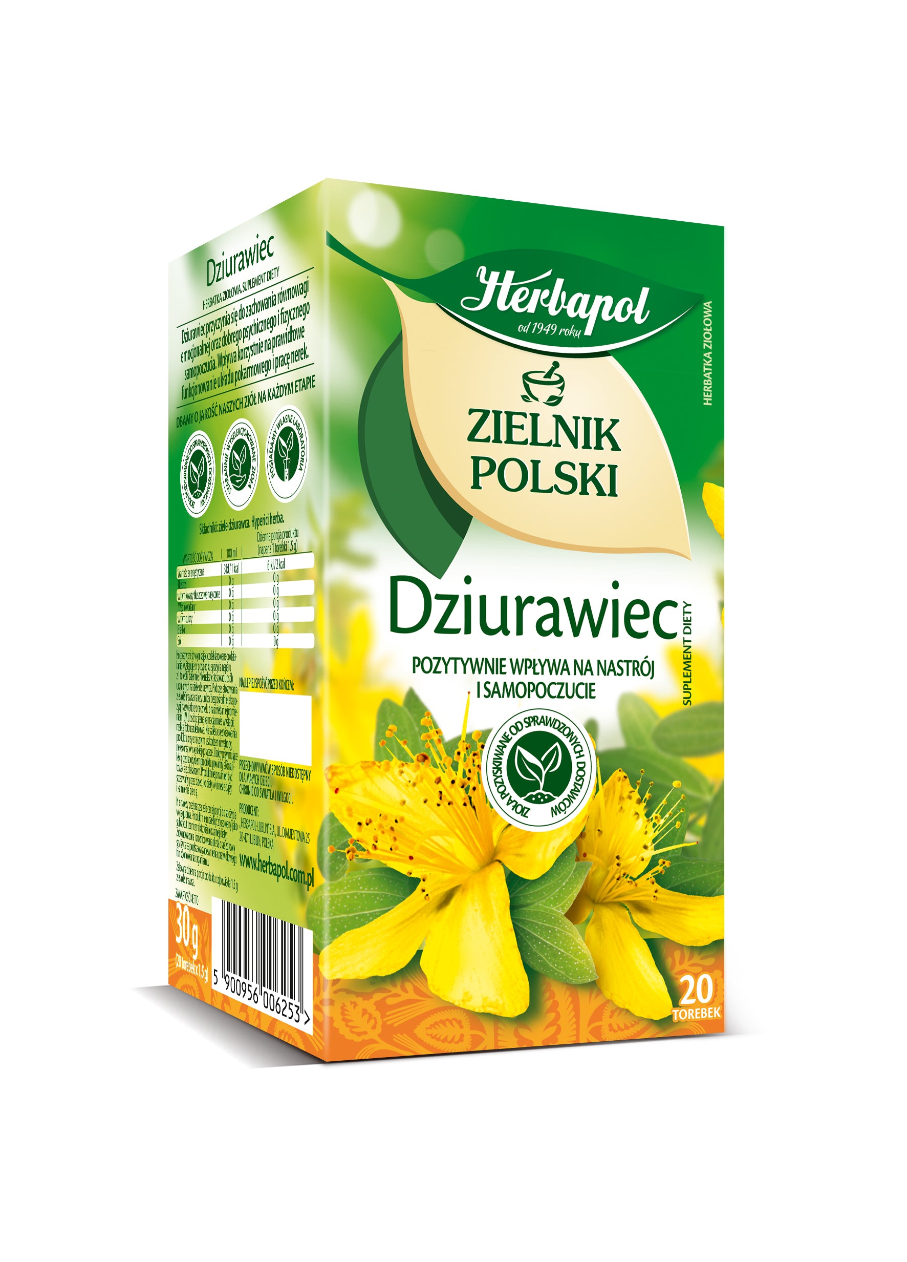 Polish Herb Garden - St. John's Wort, Herbal Tea, Dietary Supplement, net weight: 1.06 oz (20 tea bags x 0.05 oz each)
