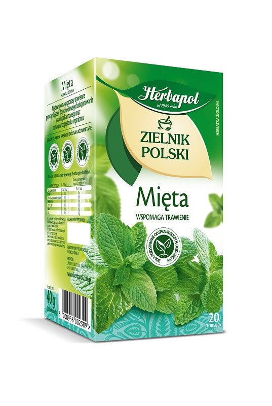 Polish Herb Garden - Mint, Herbal Tea, net weight: 1.41 oz (20 tea bags x 0.07 oz each)