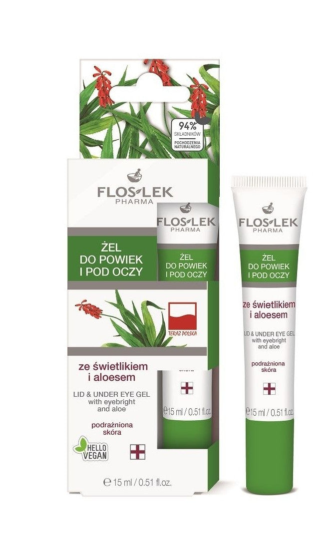 Floslek Pharma - eyelid and eye gel with Eyebright and Aloe Vera, 15 ml