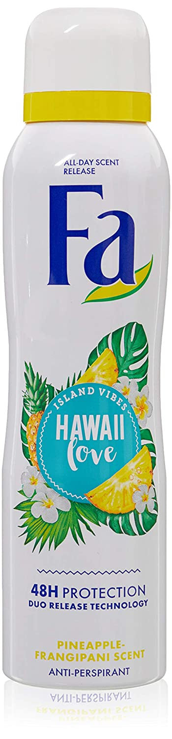 FA ISLAND VIBES - Hawaii love, body spray antiperspirant with pineapple and plumeria flower fragrance, 150 ml