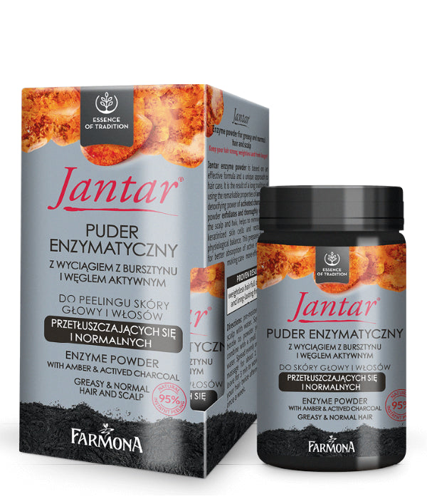 Jantar - enzymatic powder with amber extract and coal for scalp and hair, net weight: 30g