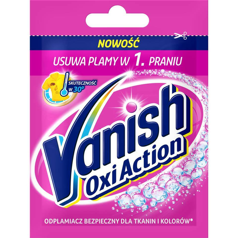 Vanish Oxi Action Pink - odplamiacz w proszku do koloru, masa netto: 30g