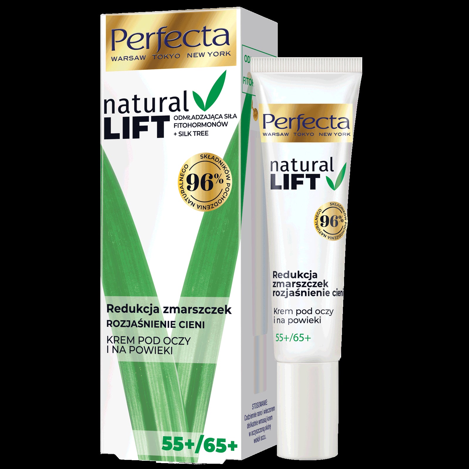 Perfecta Natural Lift - wrinkle reduction, dark circles lightening, eye and eyelid cream 55+/65+, capacity 15 ml