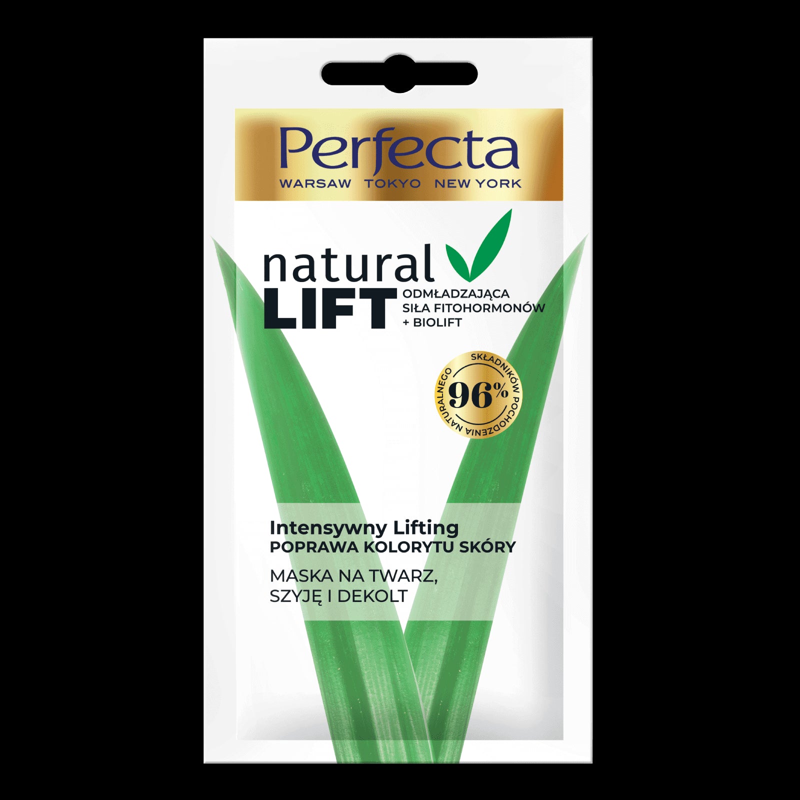Perfecta Natural Lift – intensywny lifting, poprawa kolorytu skóry, maska na twarz, szyję i dekolt, poj. 10 ml