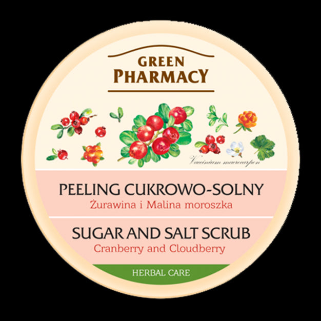 Green Pharmacy - peeling cukrowo-solny, żurawina i malina moroszka, poj. 300 ml