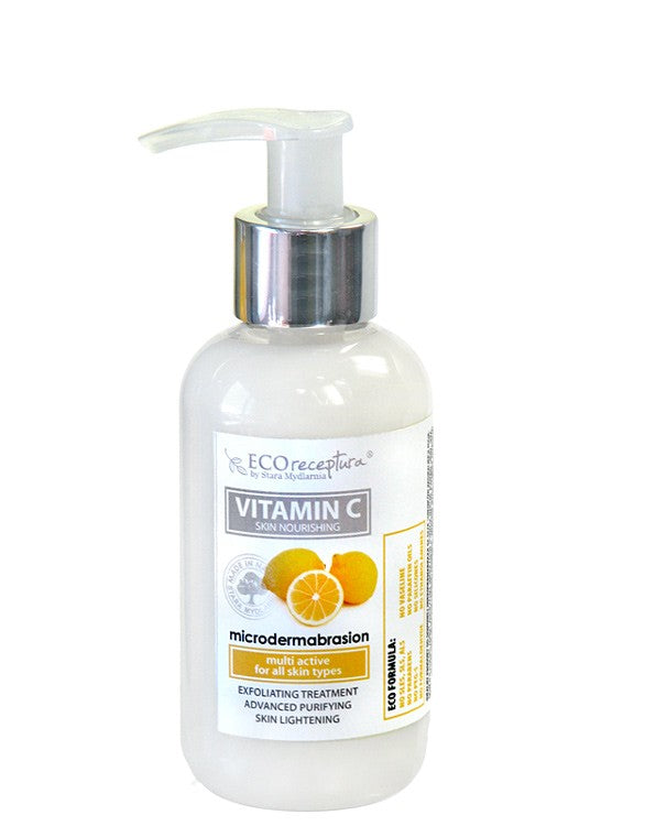 Vitamin C facial microdermabrasion, 150 ml capacity.