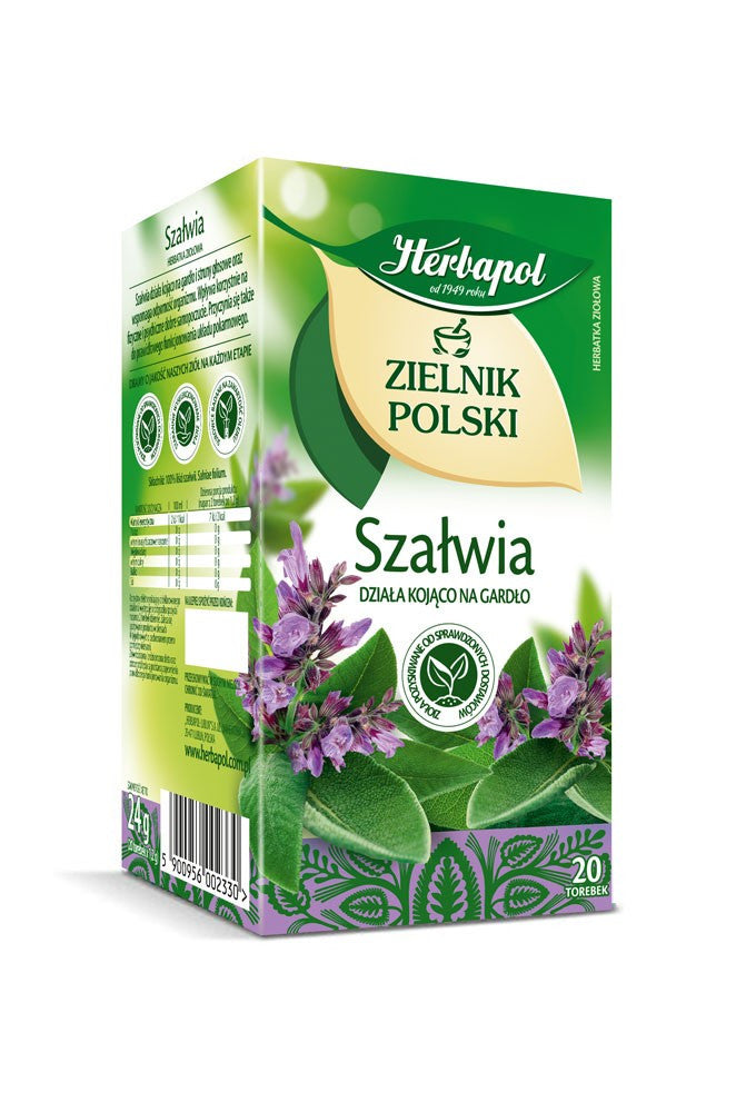 Polish Herb Garden - Sage, Herbal Tea, net weight: 0.85 oz (20 tea bags x 0.04 oz each)