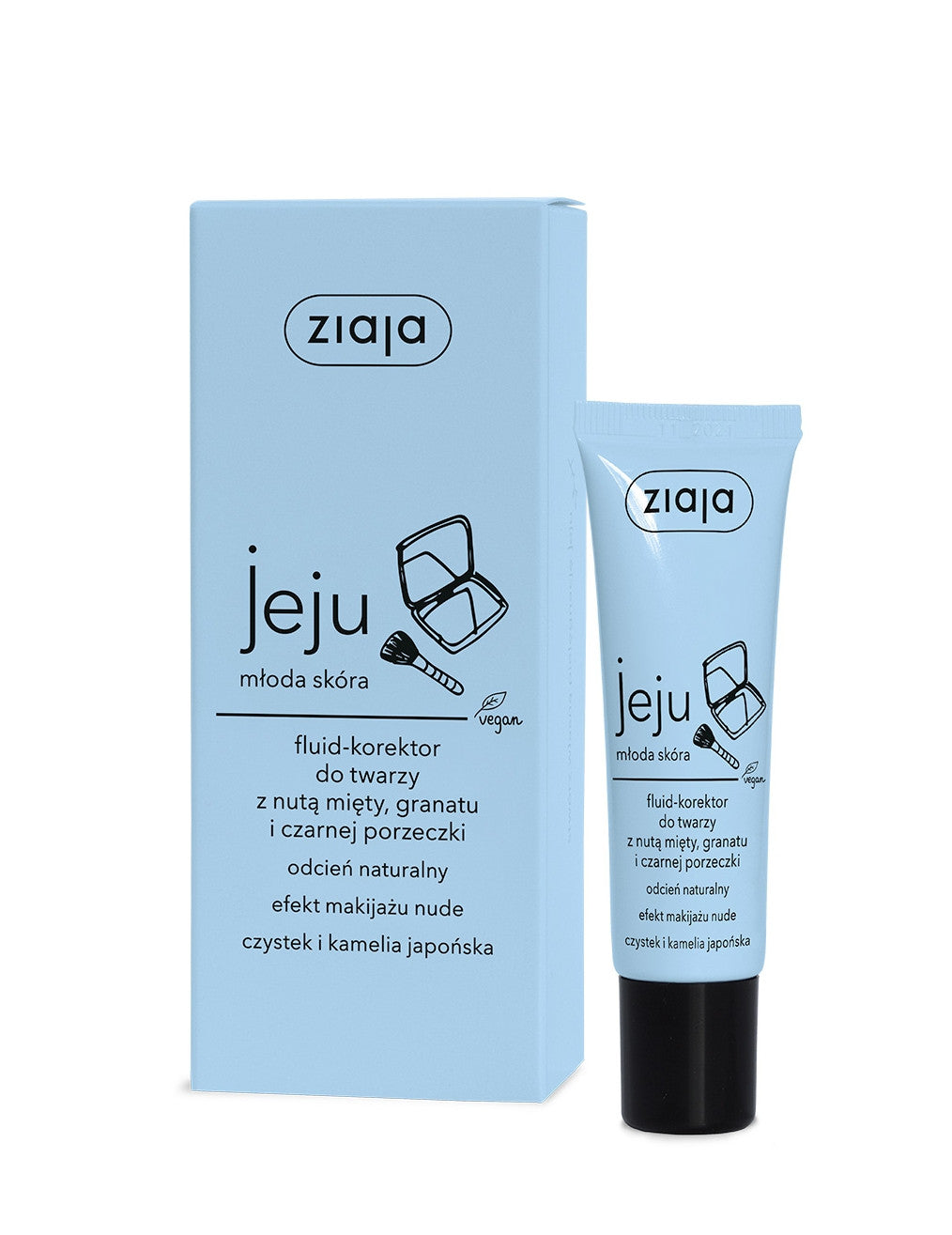 Ziaja jeju young skin - fluid-corrector for the face with a note of mint, pomegranate and black currant, capacity 30 ml