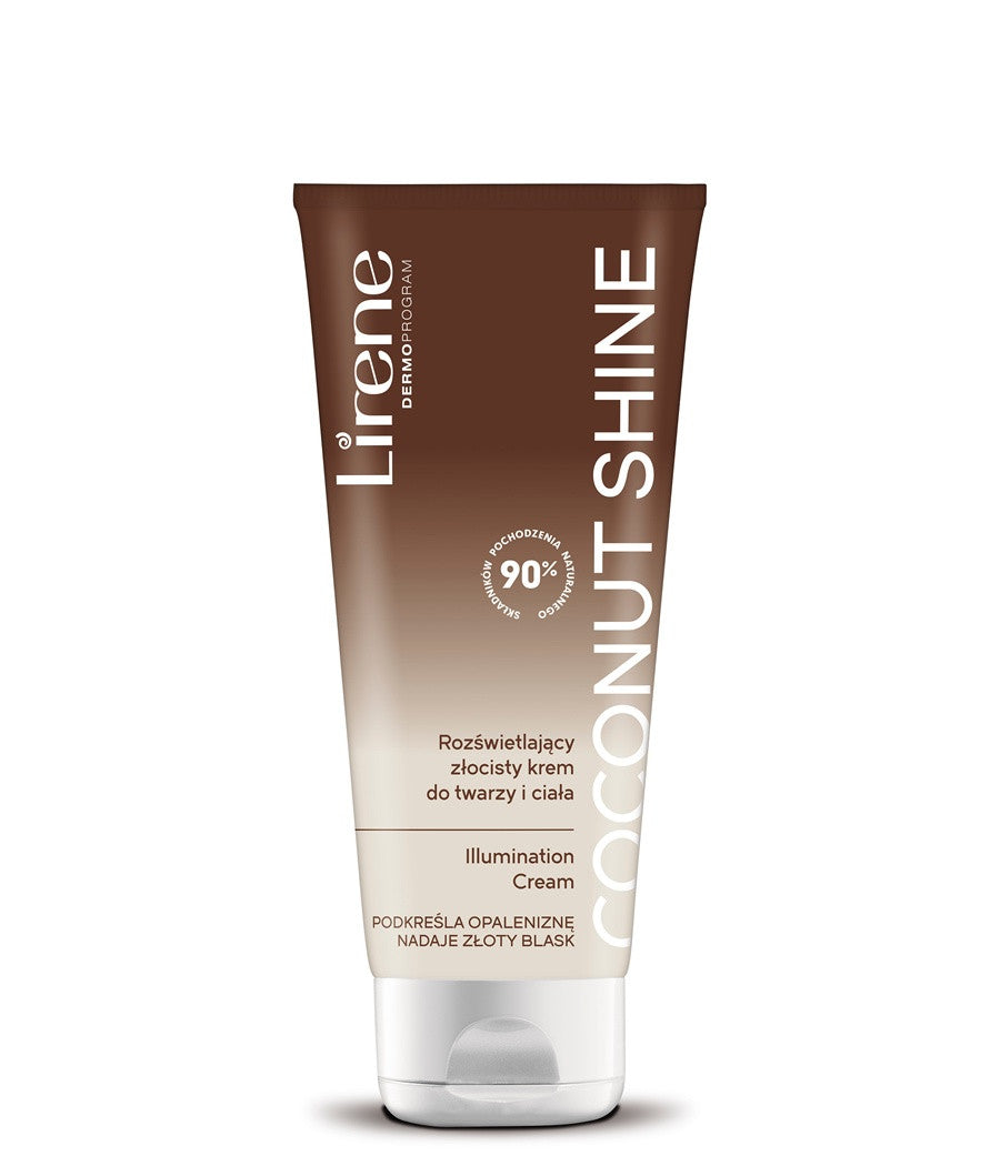 Lirene Perfect Tan - COCONUT SHINE, illuminating golden cream for face and body, capacity 150 ml