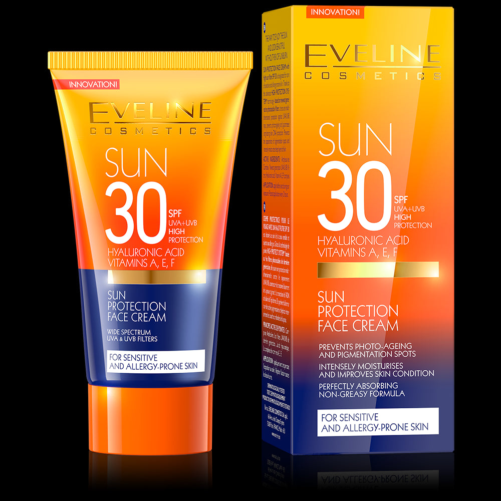 Eveline Sun Protection - przeciwsłoneczny ochronny krem do twarz z filtrem SPF 30, poj. 50 ml