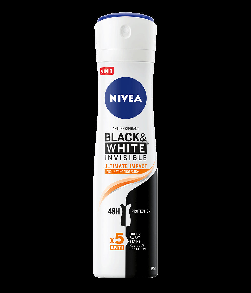 NIVEA Black & White Invisible, ULTIMATE IMPACT - Antiperspirant Spray for Women, capacity 150 ml