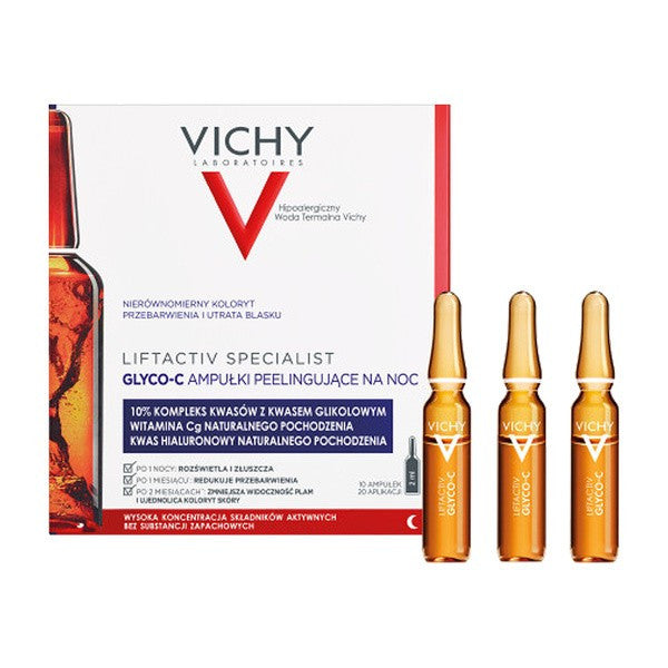 Vichy Liftactiv Specialist Glyco-C Concentrated Nighttime Hyperpigmentation Treatment with Glycolic Acid, 10 ampoules x 2 ml