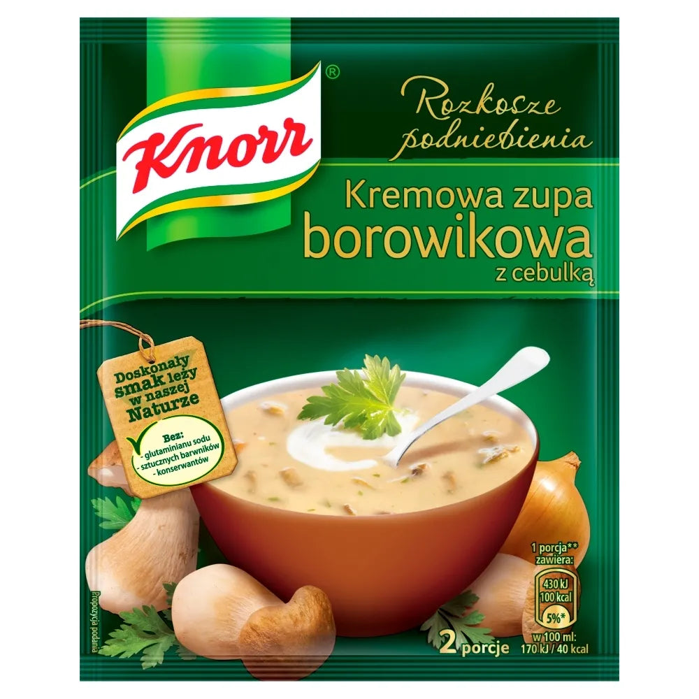 Knorr Rozkosze Podniebienia - kremowa zupa borowikowa z cebulą, zawartość: 2 porcje w torebce