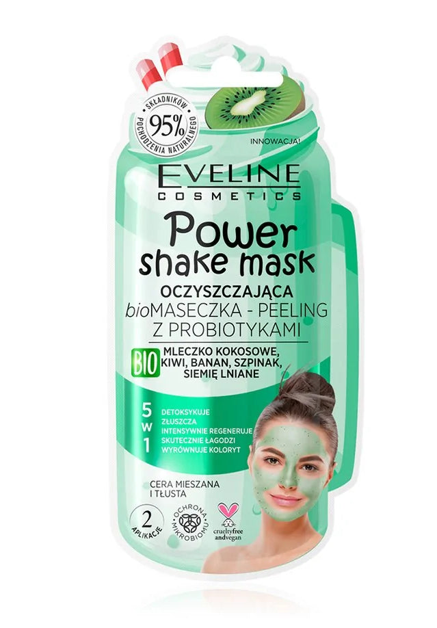 Eveline Power Shake - cleansing biomask - scrub with probiotics for combination and oily skin, capacity 10 ml