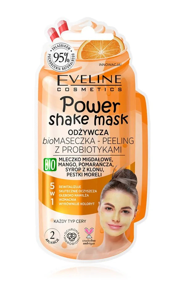 Eveline Power Shake - odżywcza biomaseczka – peeling z probiotykami do każdego typu cery, poj. 10 ml