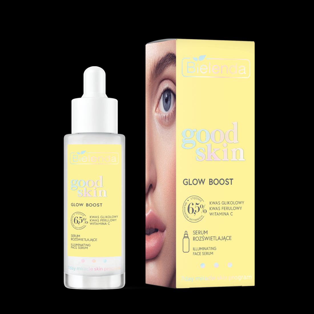 Bielenda GOOD SKIN - GLOW BOOST - brightening serum - glycolic acid, vitamin C, ferulic acid, capacity 30 ml