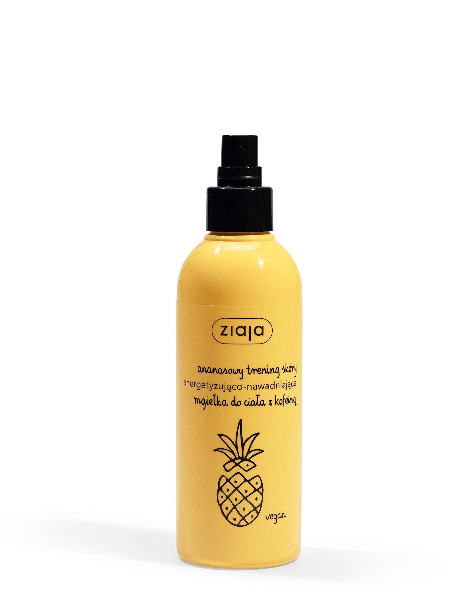 Ziaja Pineapple Skin Workout - energizing and hydrating body mist with caffeine, volume 200 ml