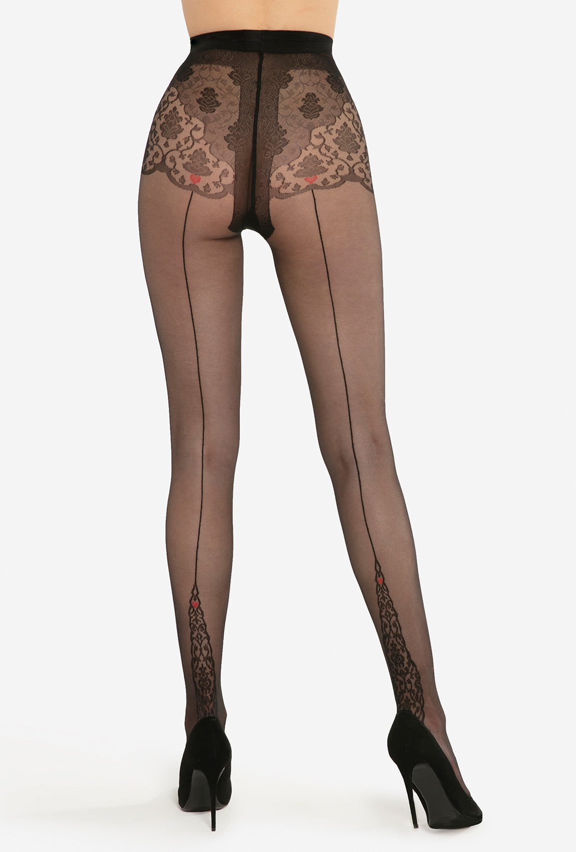 Sensual Sheer Pantyhose with Lace Panty & Back Seam - Astrea 02