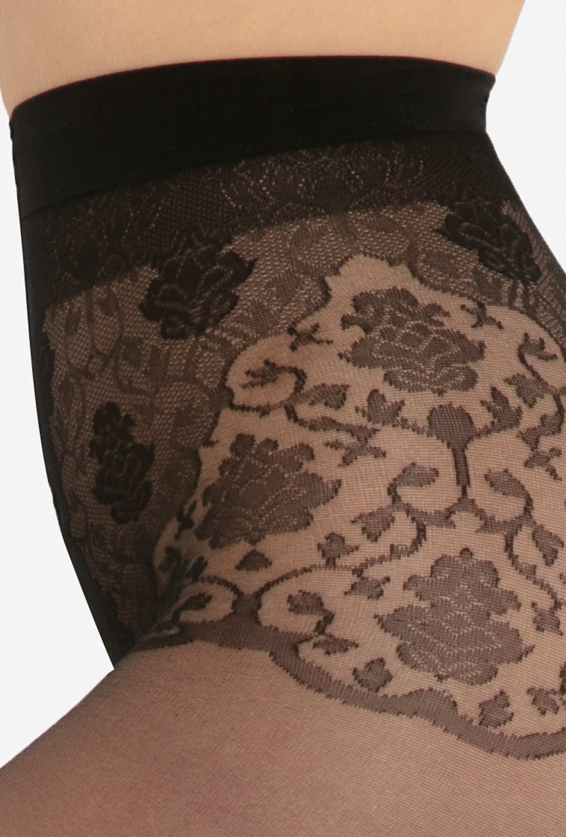 Sensual Sheer Pantyhose with Lace Panty & Back Seam - Astrea 02