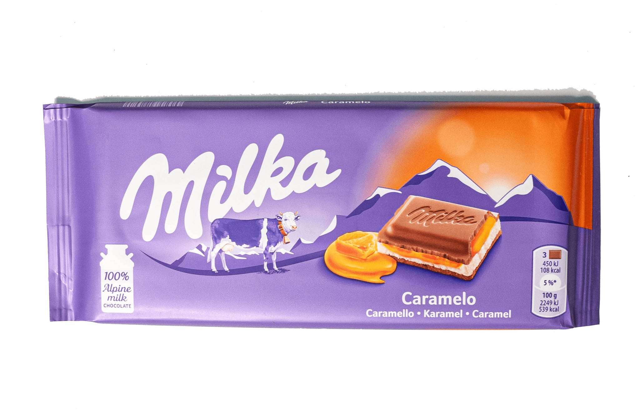 Milka Caramel - alpine milk chocolate with caramel filling, net weight: 100 g