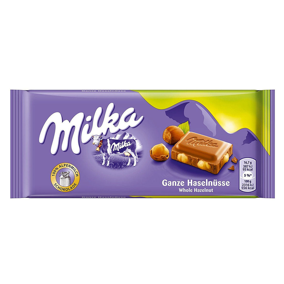 Milka Whole Hazelnut - czekolada mleczna z całymi orzechami laskowymi, masa netto: 100 g