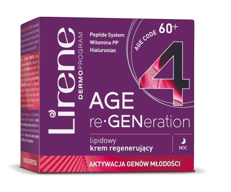 Lipid regenerating night cream 60+, 50 ml capacity.