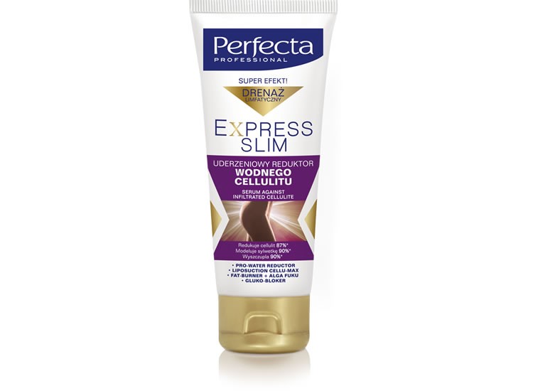Perfecta Express Slim - Striking water cellulite reducer, 200 ml capacity.
