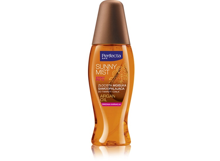 Perfecta Spa Sunny Mist - golden self-tanning mist medium complexion, 150 ml capacity.