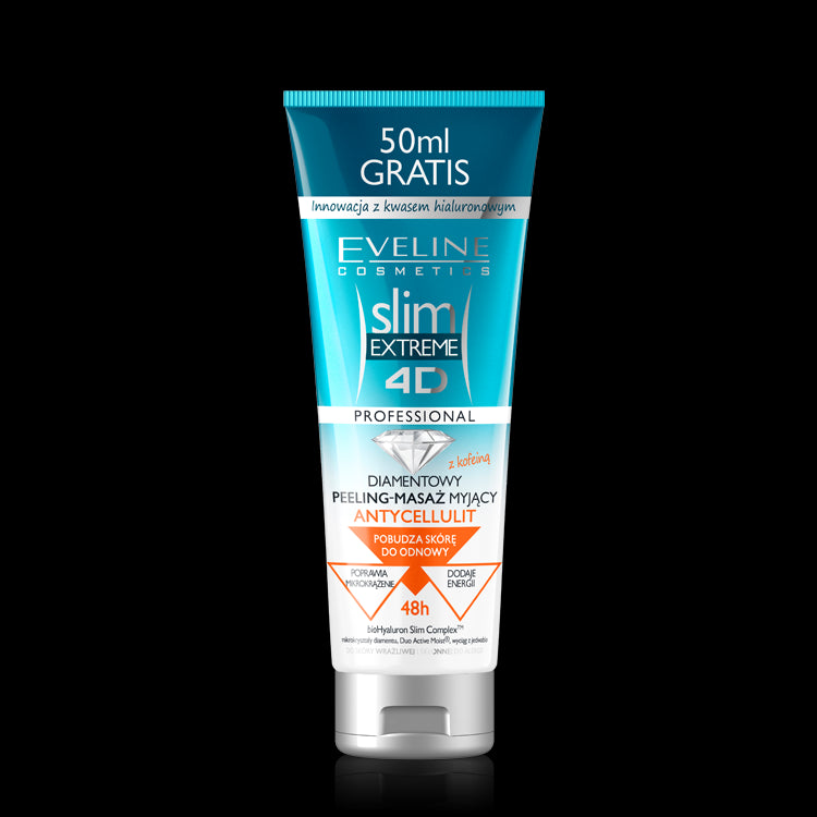 Slim Extreme 4D - diamond scrub-massage anti-cellulite wash, 250 ml capacity.