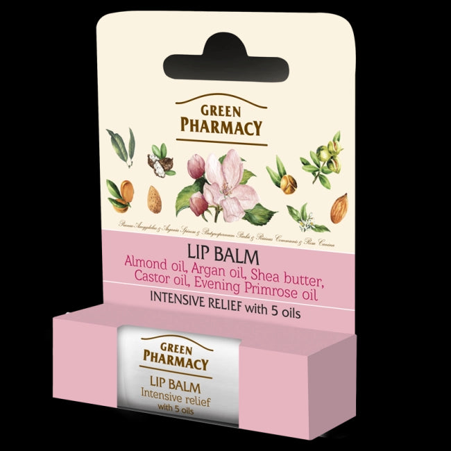 Green Pharmacy Lip Balm - balsam do ust na bazie 5 olejów i wit. E, intensywnie zmiękczający, SPF 10, masa netto: 3,6 g