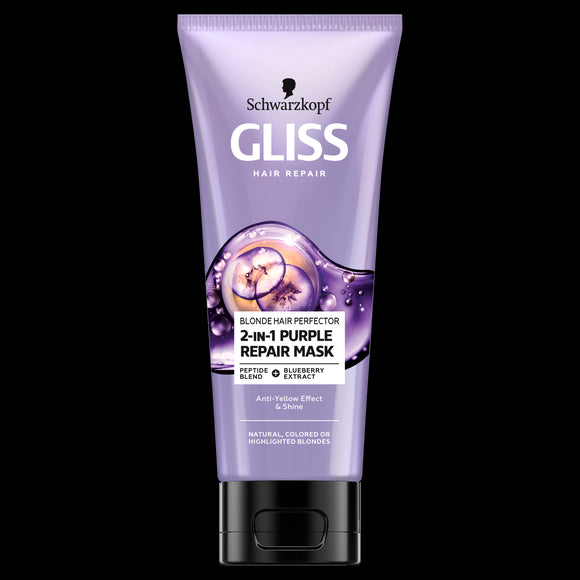 Gliss Blonde Hair Perfector, 2-in-1 Purple Repair Mask - purple mask for blonde hair 2-in-1, capacity 200 ml